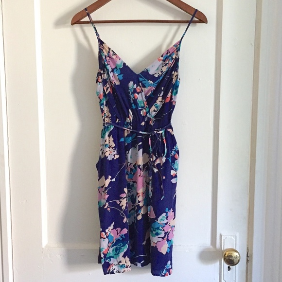 Silk Navy Floral Goddess Dress Xs 